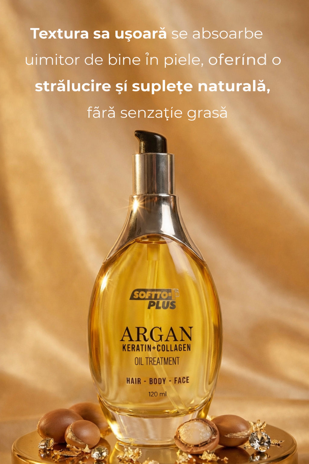 Ulei cu Argan și Keratină pentru Păr, Față și Corp – 120 ml CRABLAND