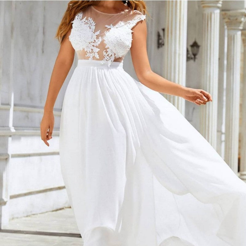 Chiffon Lace Trailing Wedding Large Swing Dress - Cart2u.ro
