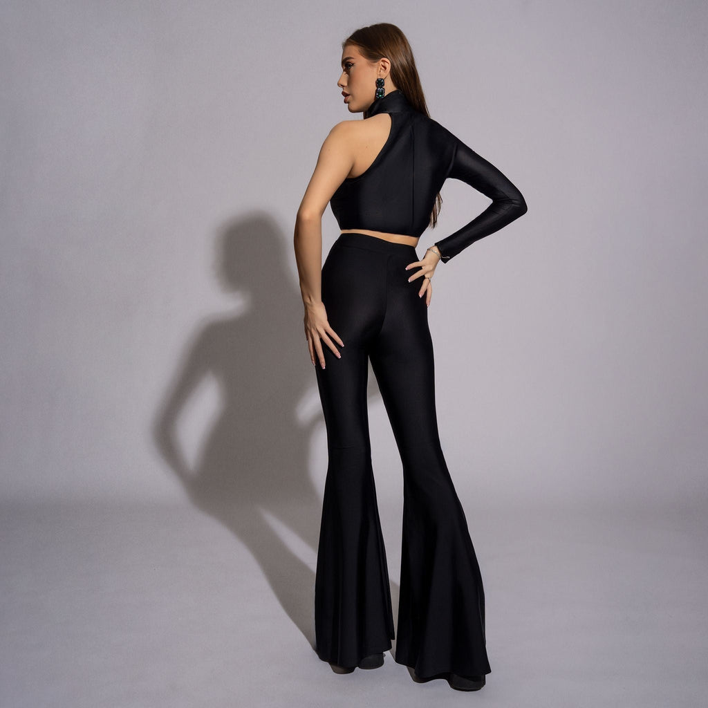 Pantaloni modelatori negri evazati Liquid Carolina D