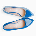 Balerini asimetrici din piele intoarsa bleu cu albastru Freya Pantofi Diane Marie