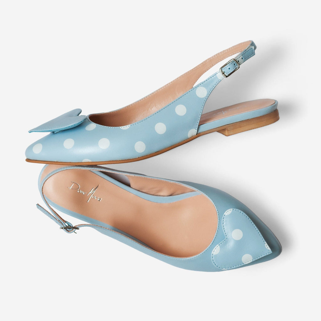 Balerini asimetrici din piele naturala bleu Jojo Pantofi Diane Marie