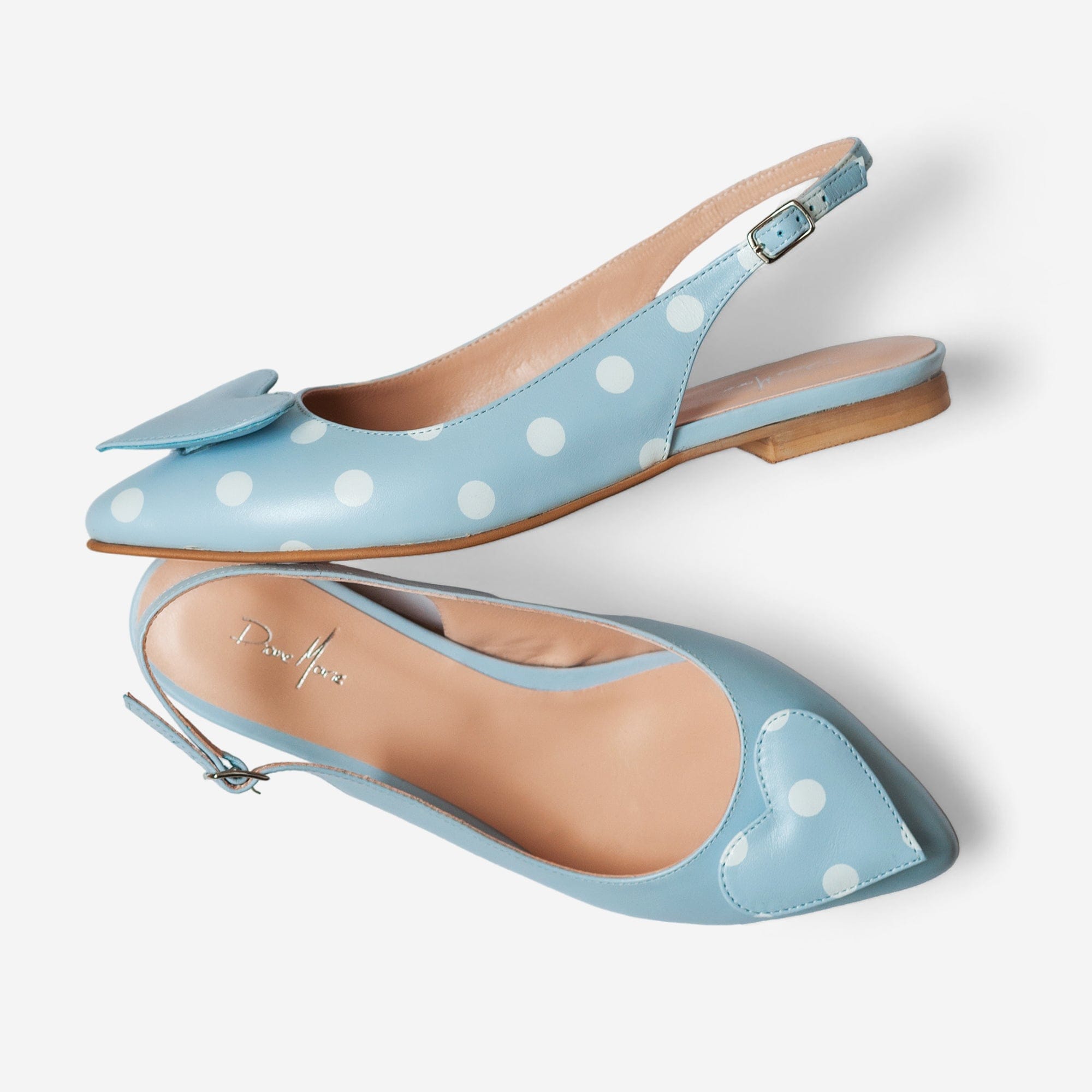 Balerini asimetrici din piele naturala bleu Jojo Pantofi Diane Marie