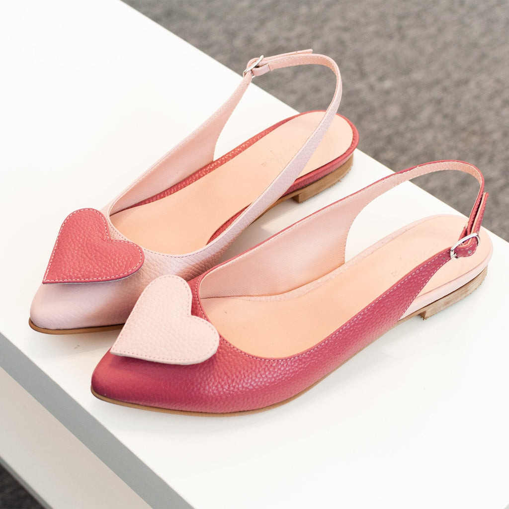 Balerini asimetrici din piele naturala roz Willow Pantofi Diane Marie