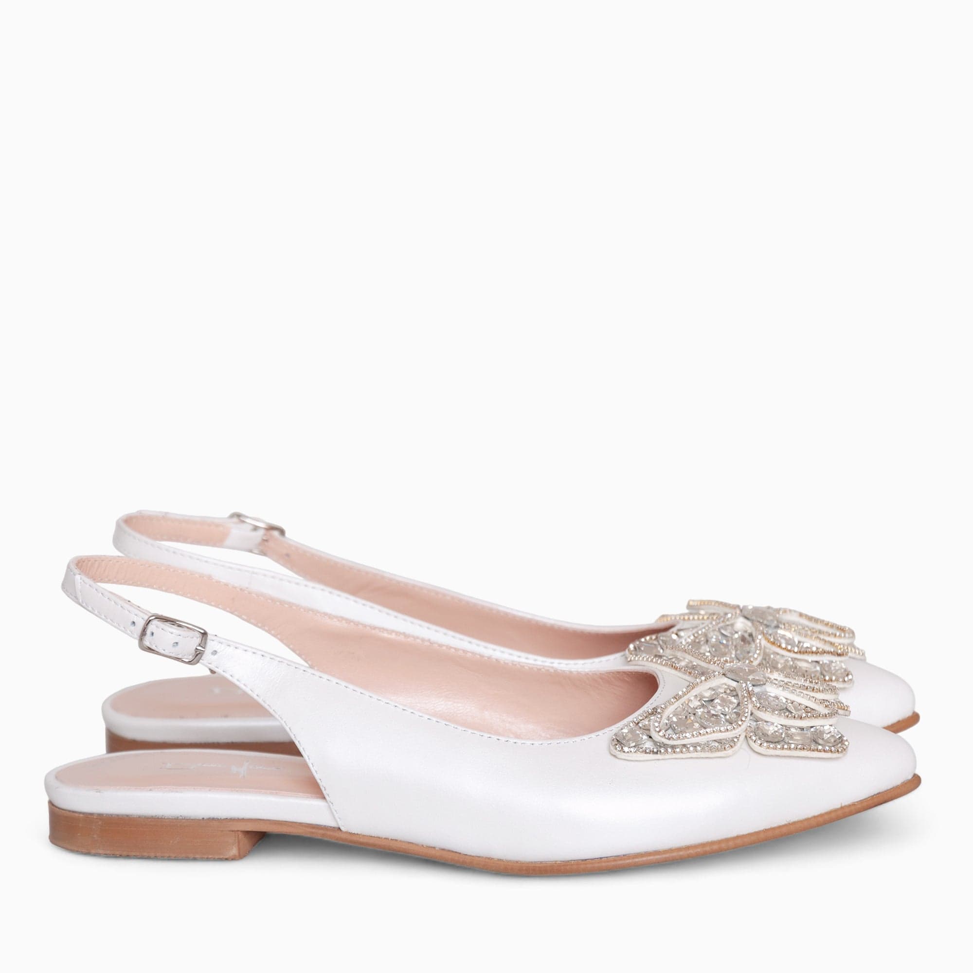 Balerini din piele naturala alb sidef Cosima Pantofi Diane Marie