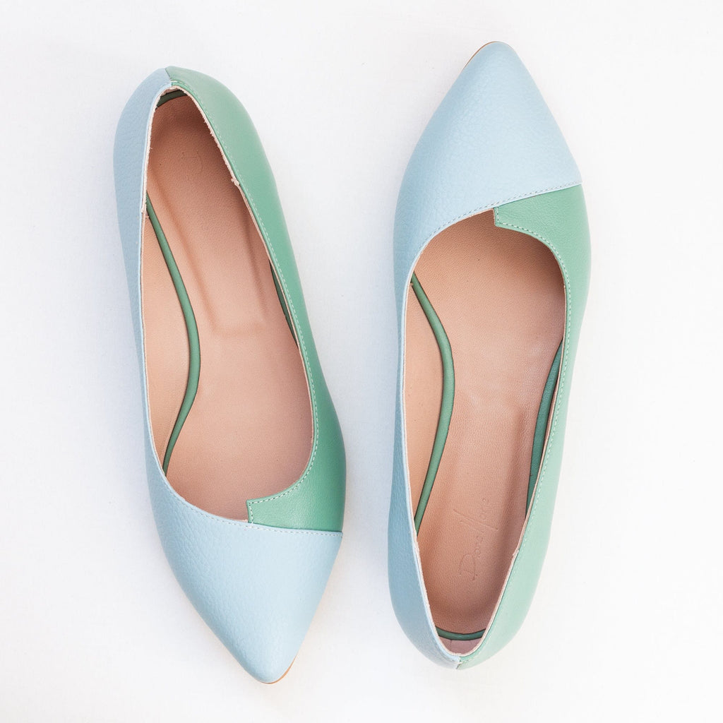 Balerini din piele naturala bleu cu vernil Zeah Pantofi Diane Marie