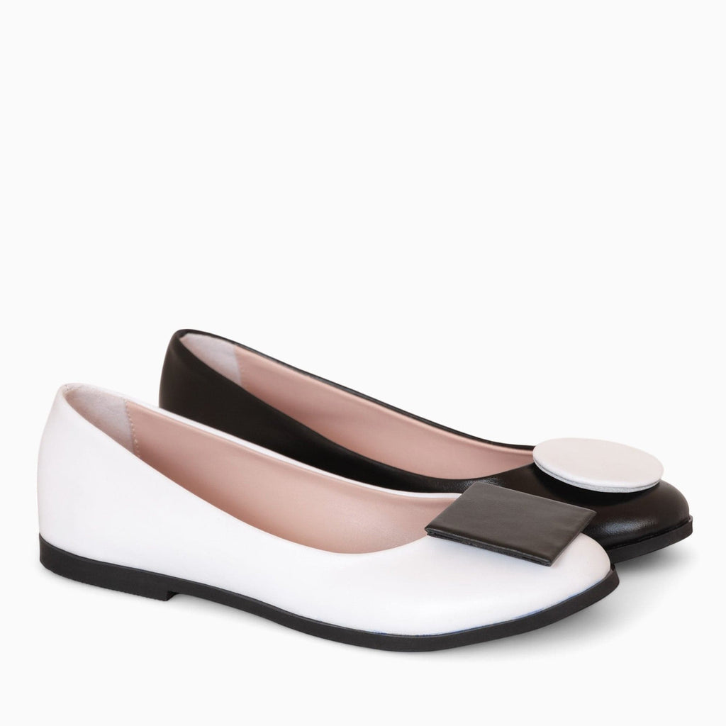 Balerini din piele naturala neagra cu alb Cookie Pantofi Diane Marie