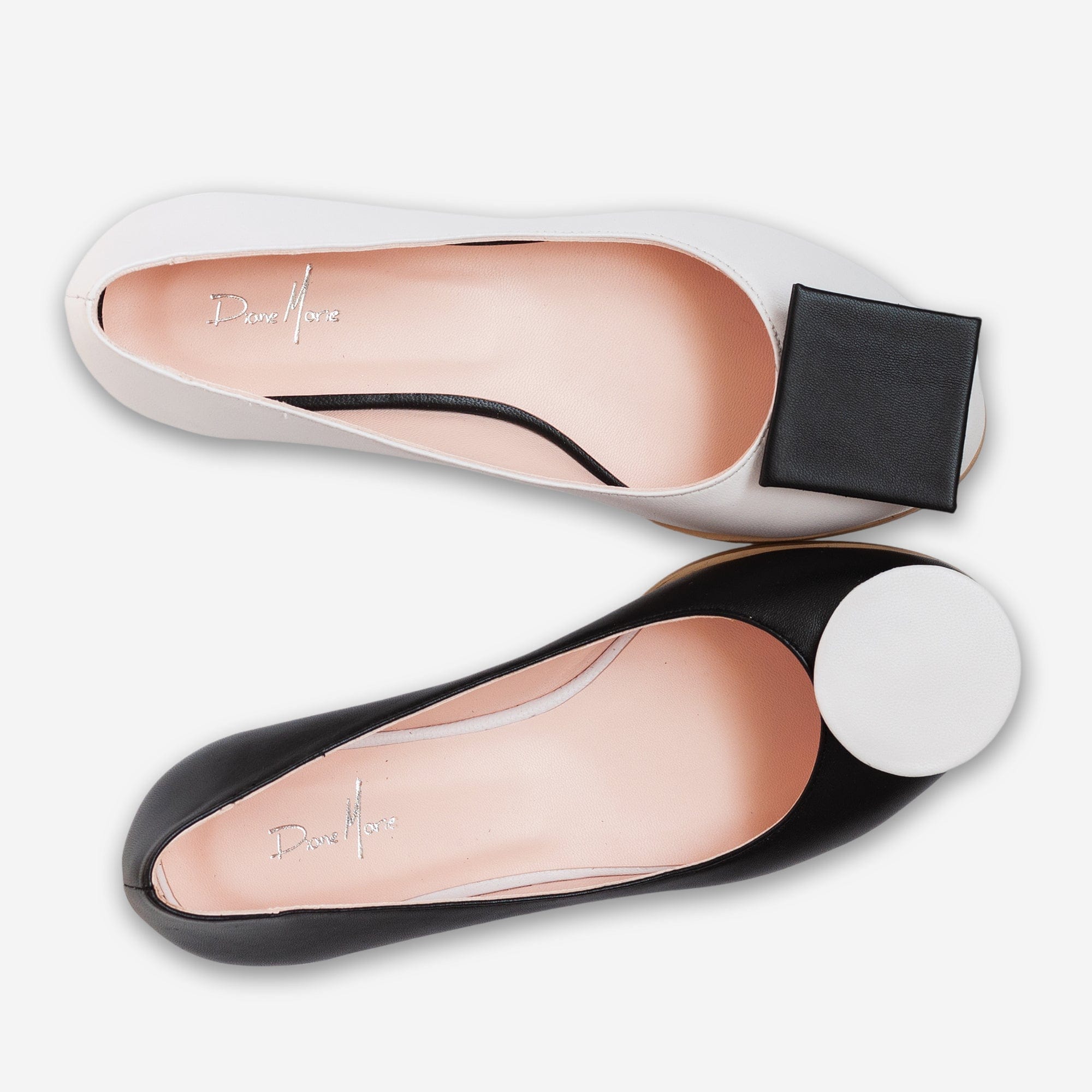 Balerini din piele naturala neagra cu alb Cookie Pantofi Diane Marie