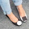 Balerini din piele naturala neagra cu alb Cookie Pantofi Diane Marie
