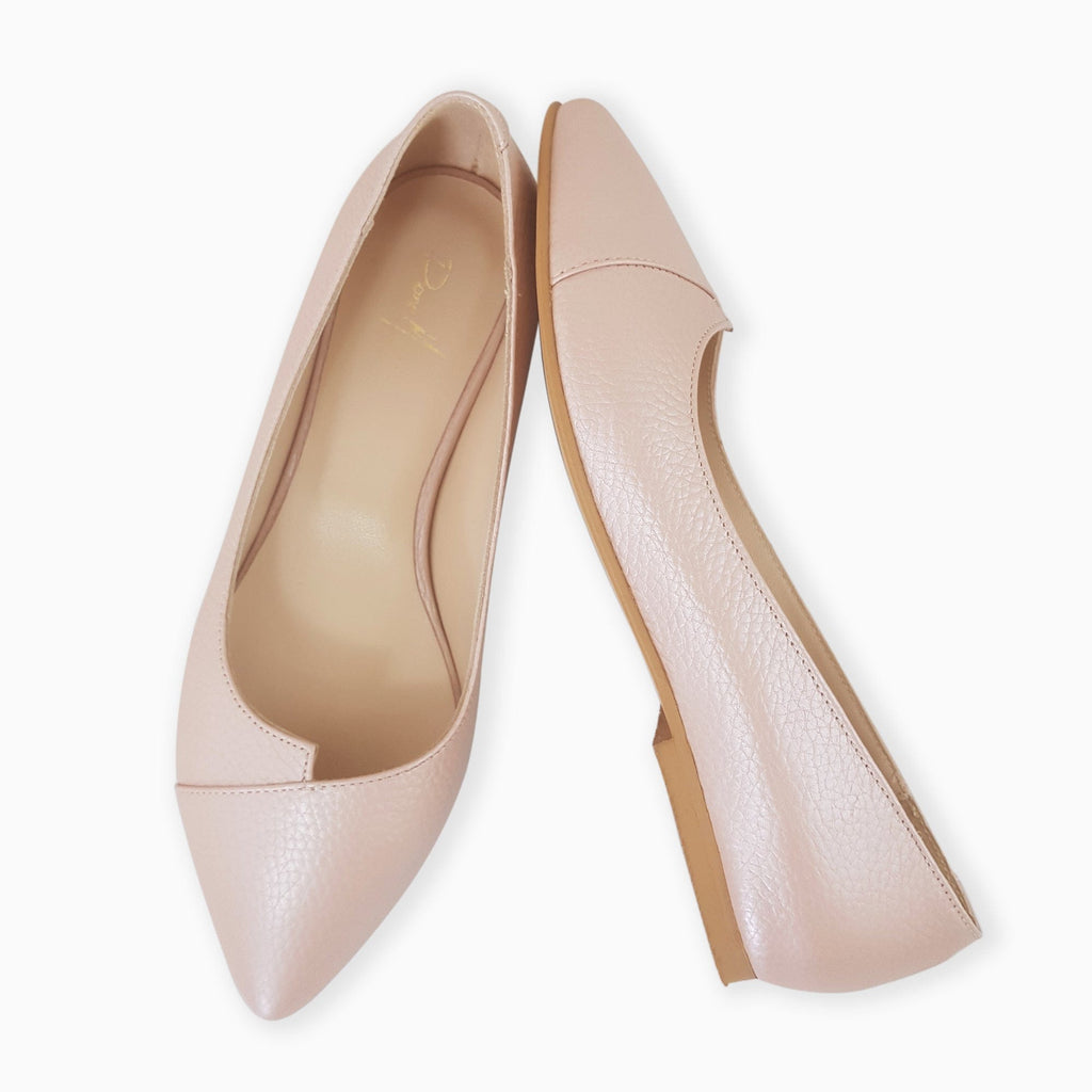 Balerini din piele naturala roz sidef Colette Pantofi Diane Marie
