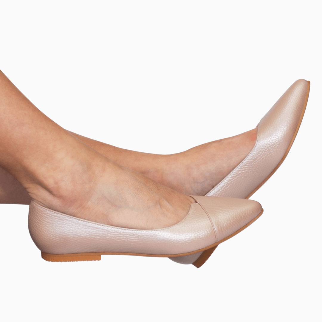 Balerini din piele naturala roz sidef Colette Pantofi Diane Marie