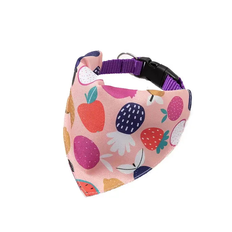 Bandană pentru câini tip eșarfă, cu prindere pe zgardă, imprimeu floral Petora