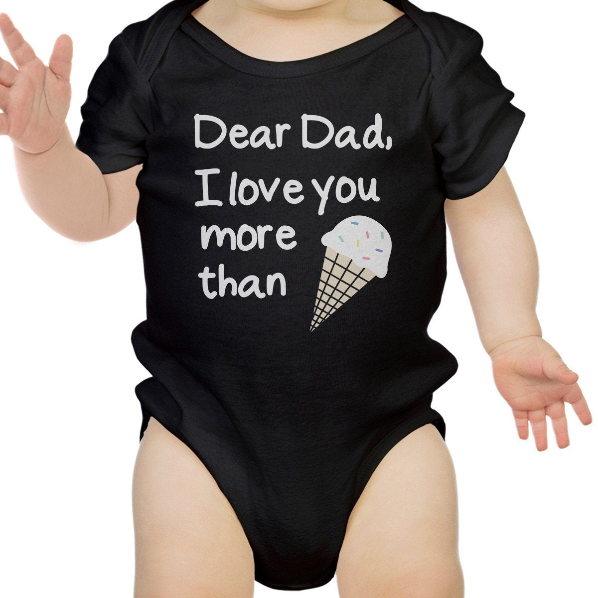Dear Dad Icecream Cute Black Baby Bodysuit Unique