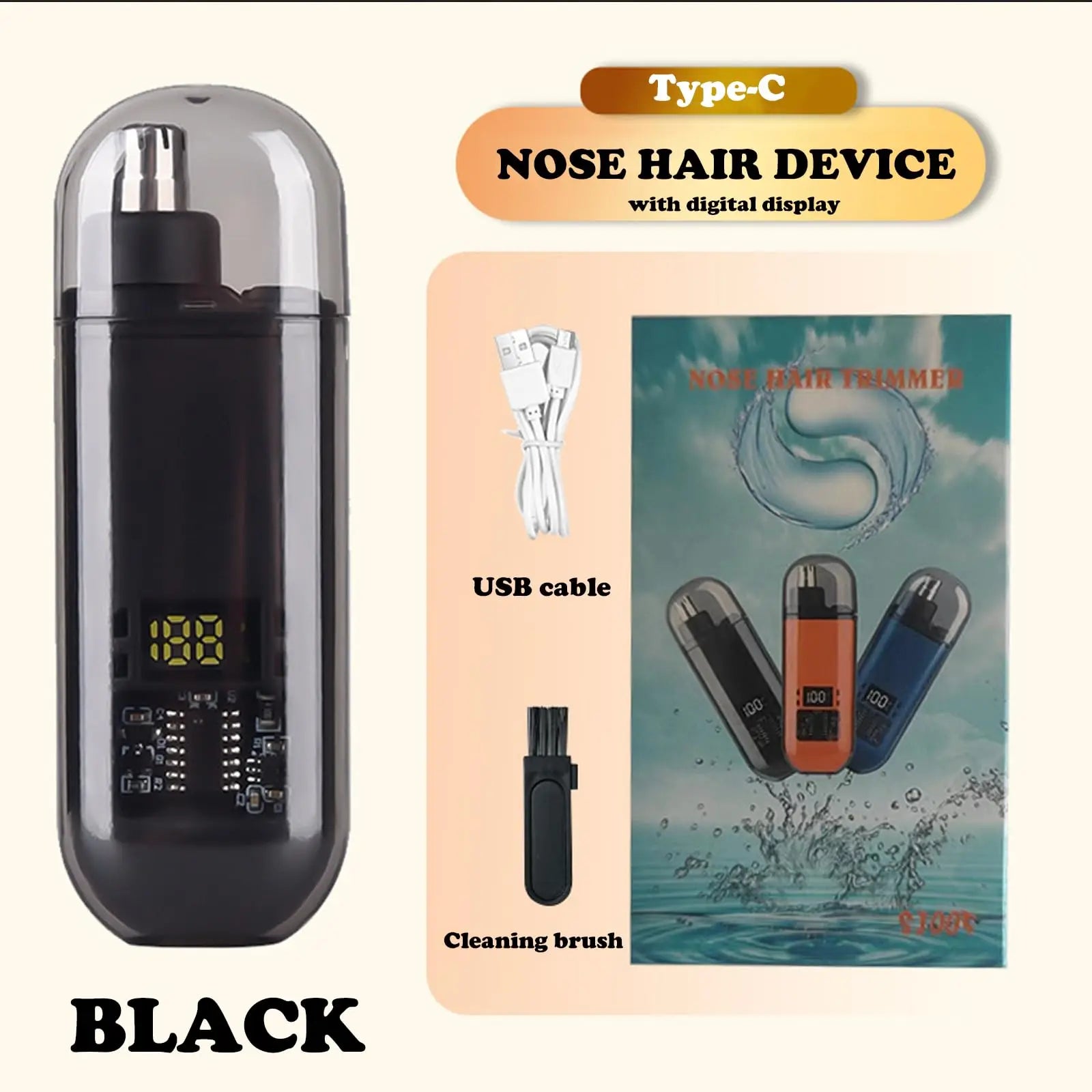 Suitable for men, USB charging nose and ear hair trimmer portable electric nose hair clipper, mini compact design, quick chargin