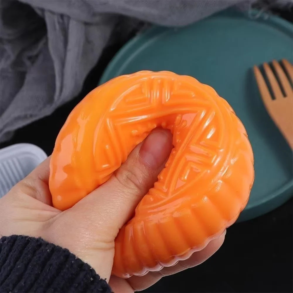 Mooncake Shape Squishy Fidget Toy, Simulation Food Squeeze Stress Relief Decompression Toy, Desktop Ornament Gift for Kids Adult
