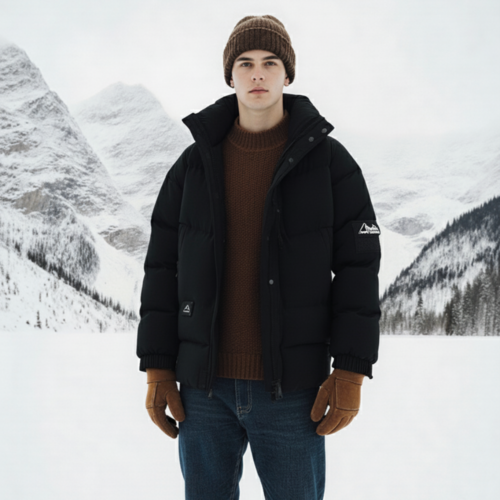 Mens Stand Collar Puffer Jacket - Cart2u.ro