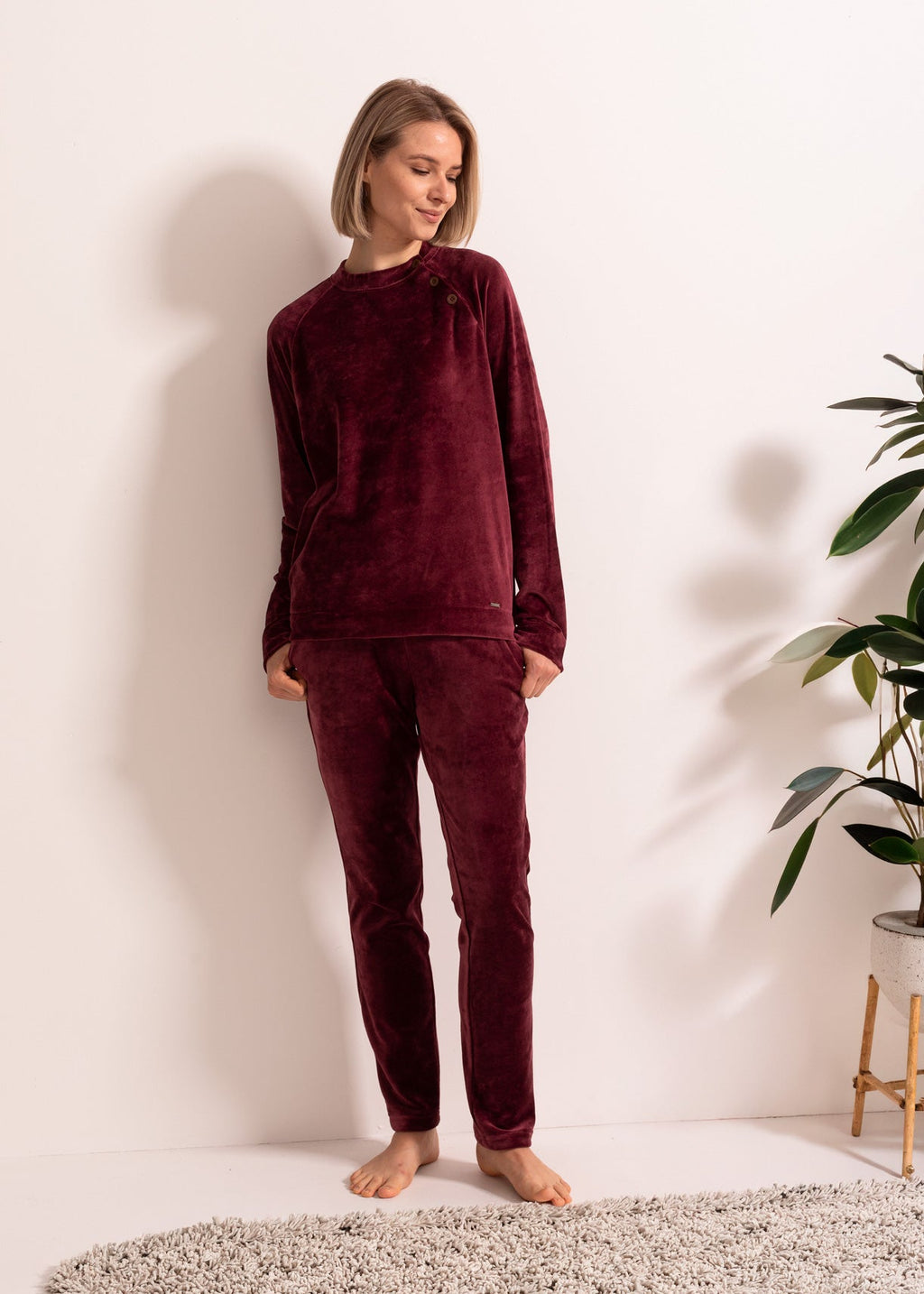 Hanorac Damă Velvet Bordo Sofiaman.ro