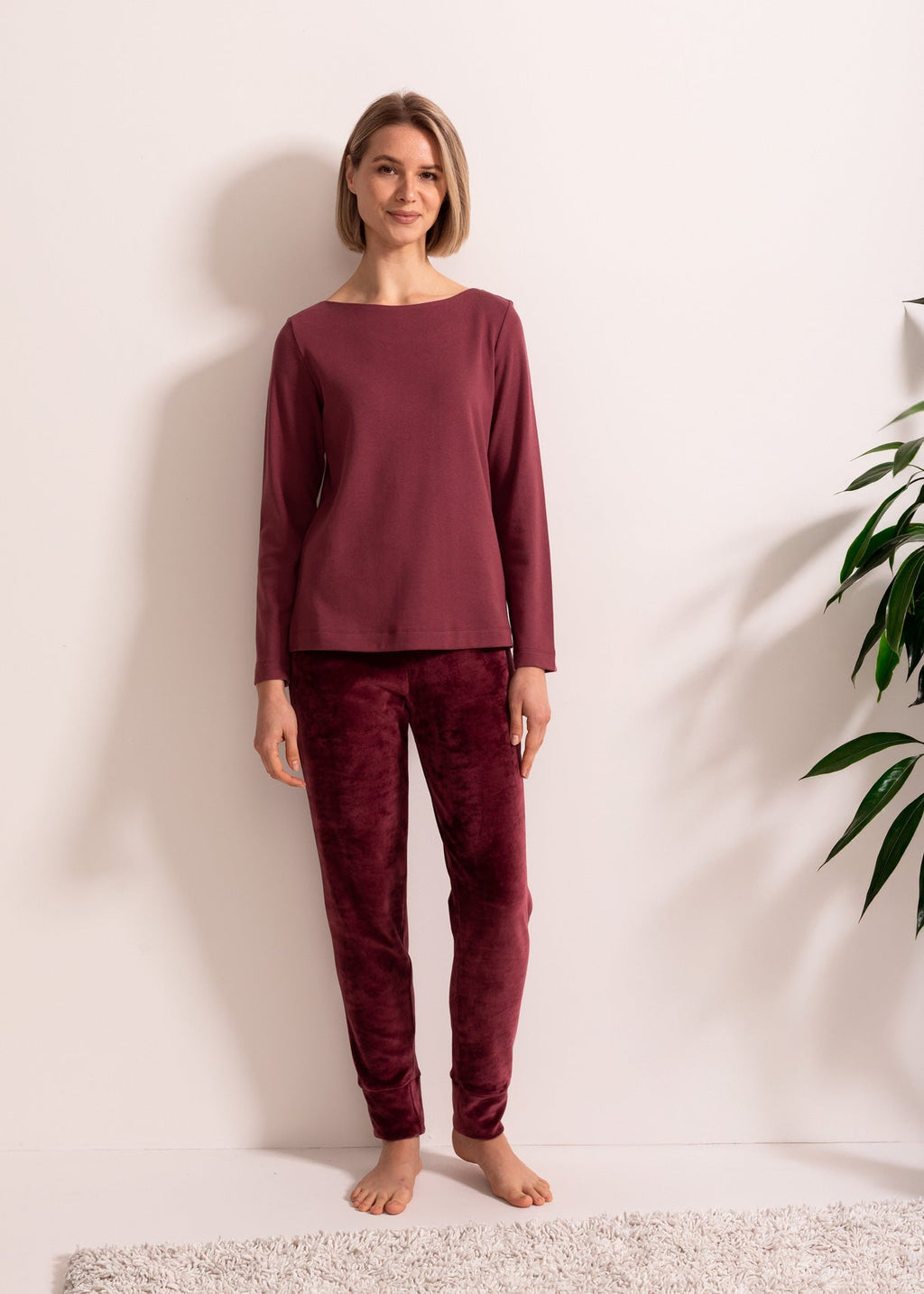 Bluză Damă Velvet Bordo Sofiaman.ro