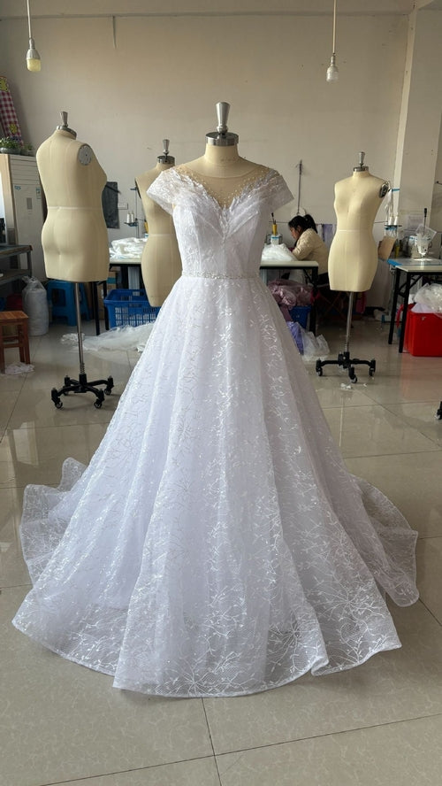 Off-shoulder Light Wedding Dress Bridal Main Yarn Lace Wedding Veil - Cart2u.ro