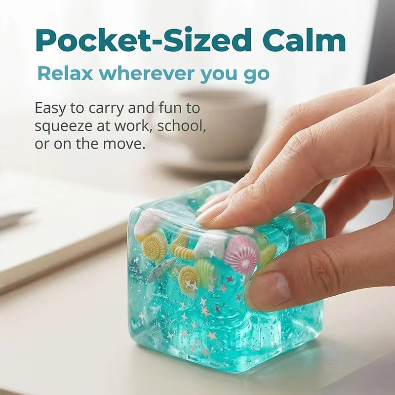 Ocean Shell Squishy Stress Balls Transparent Star Maltose Cubes Super Soft Squeeze Fidget Toy Stress Relief For Adults