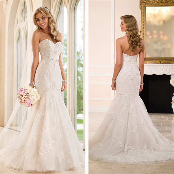Trailing wedding dress tube top lace wedding dress - Cart2u.ro