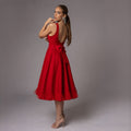 Rochie rosie cu spate gol si funda Estella Carolina D