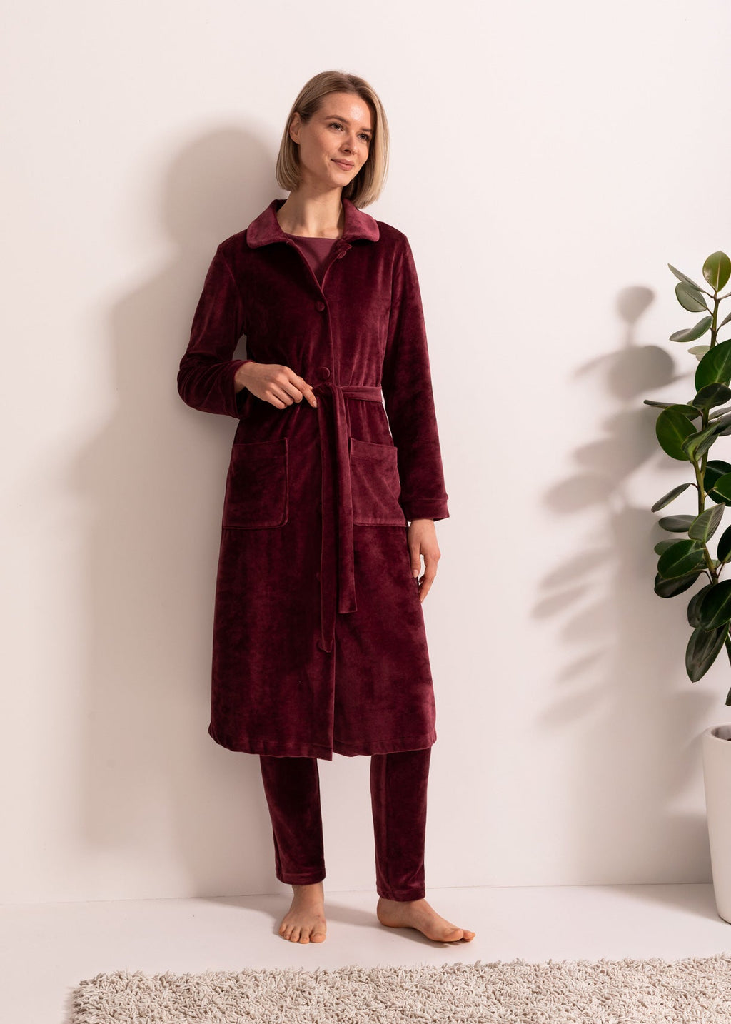 Capot Damă Velvet Bordo Sofiaman.ro