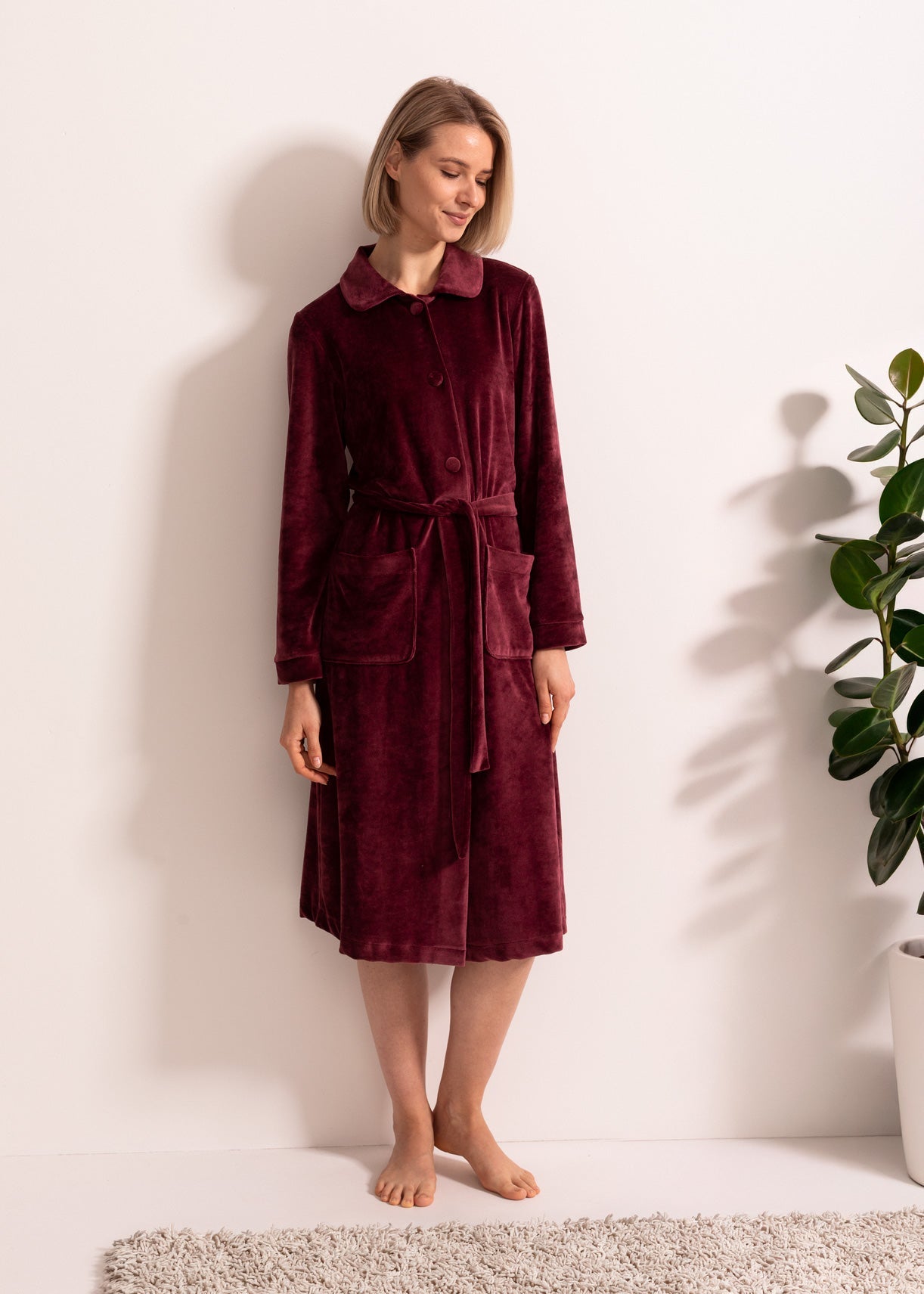 Capot Damă Velvet Bordo Sofiaman.ro