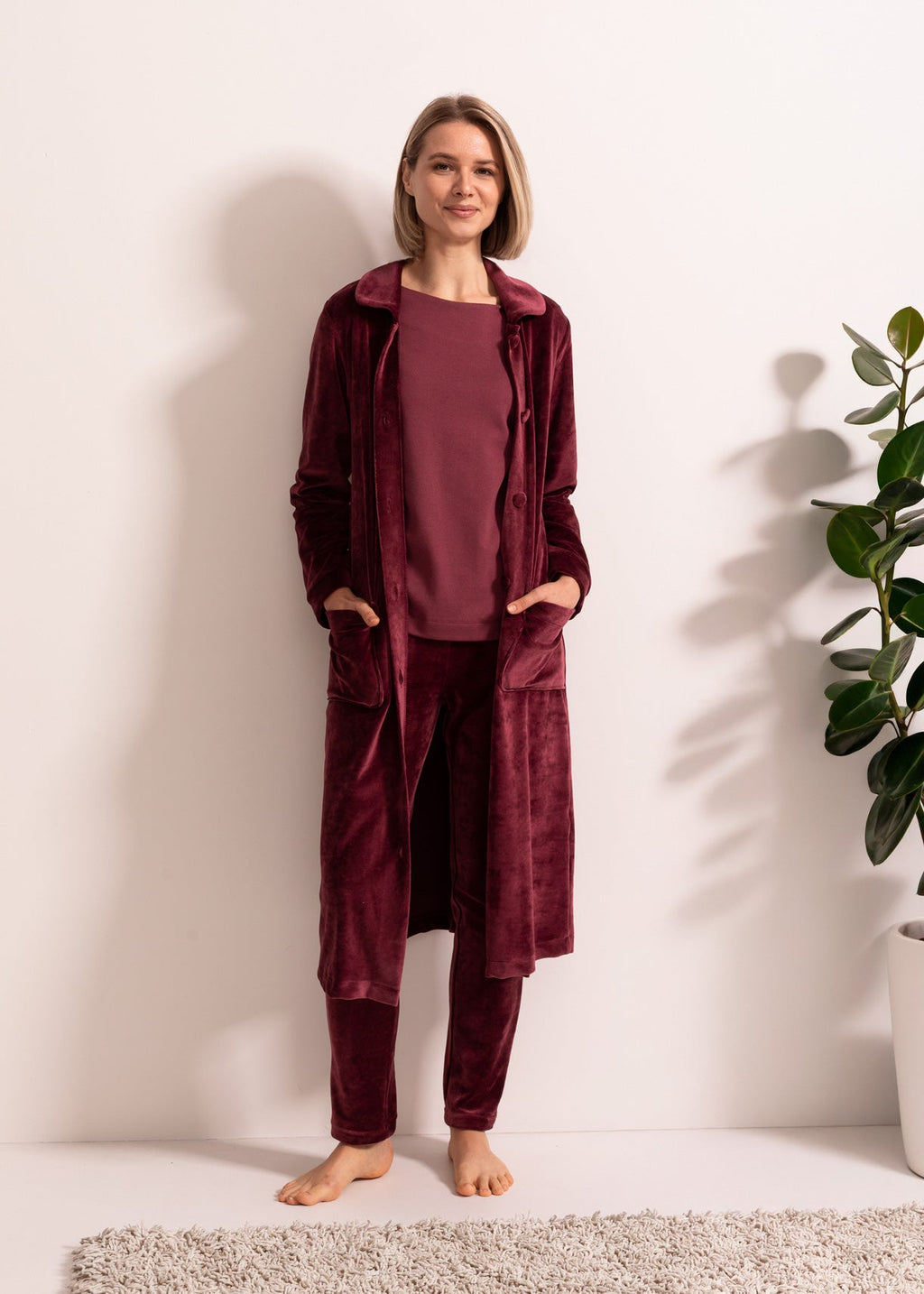 Capot Damă Velvet Bordo Sofiaman.ro