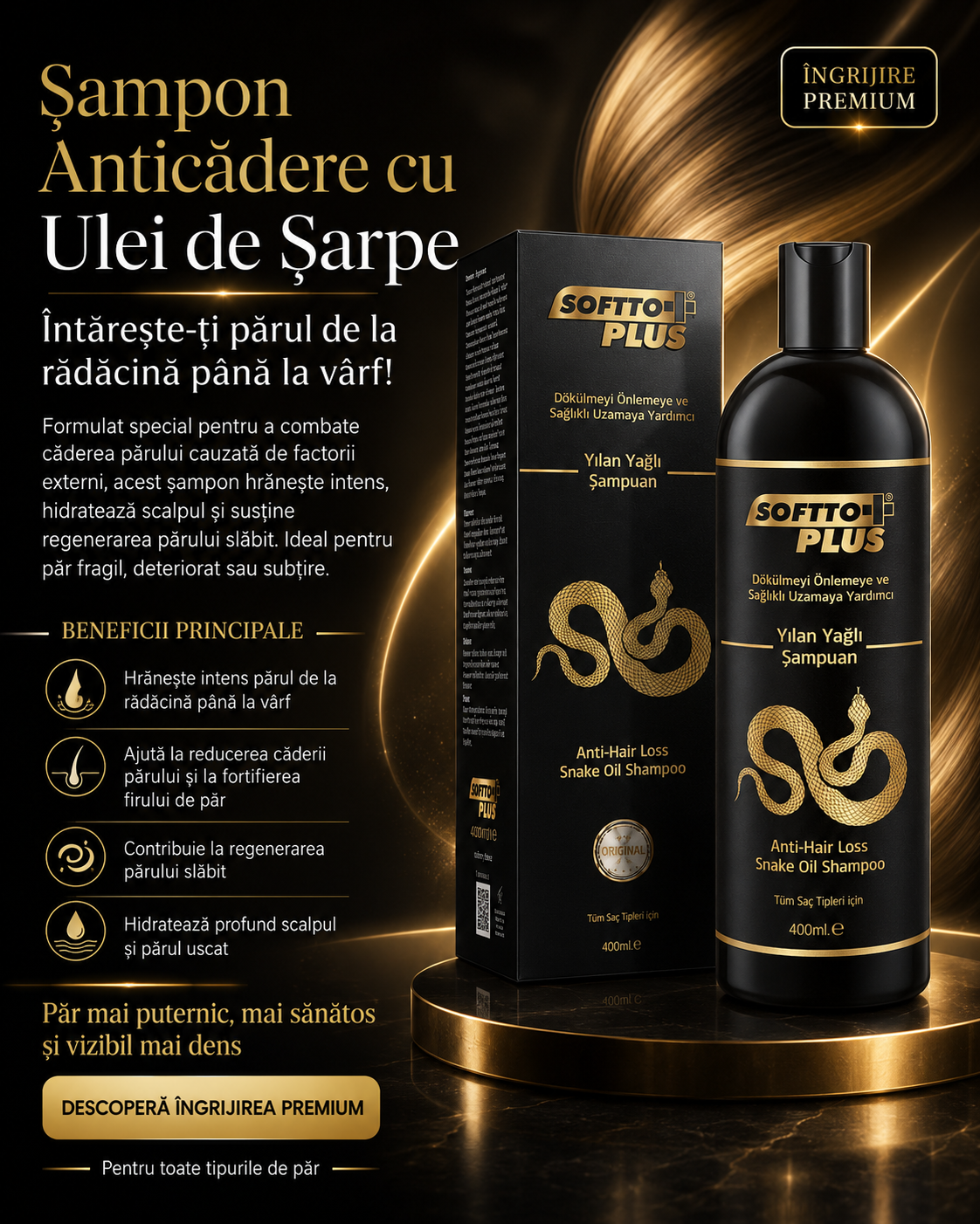 Șampon Anticădere cu Ulei de Șarpe CRABLAND