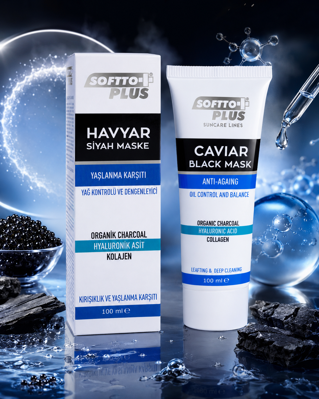 Mască Neagră Cu Caviar Anti-Îmbătrânire, Control Al Sebumului Și Echilibrare – 100 ml CRABLAND