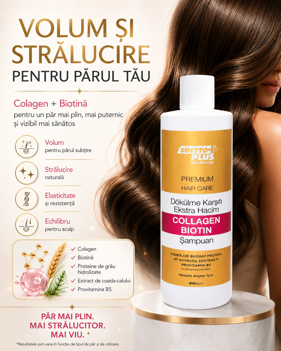 Șampon Colagen și Biotină – Volum și Strălucire pentru Păr CRABLAND