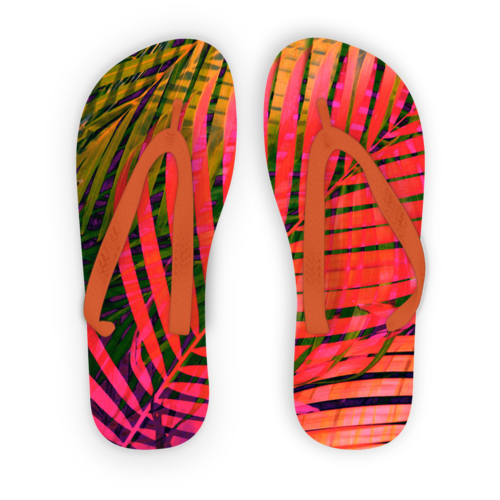 COLORFUL TROPICAL LEAVES no4 Adult Flip Flops - Cart2u.ro