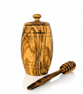Olive Wood Honey Pot w/Honey Dipper - Cart2u.ro