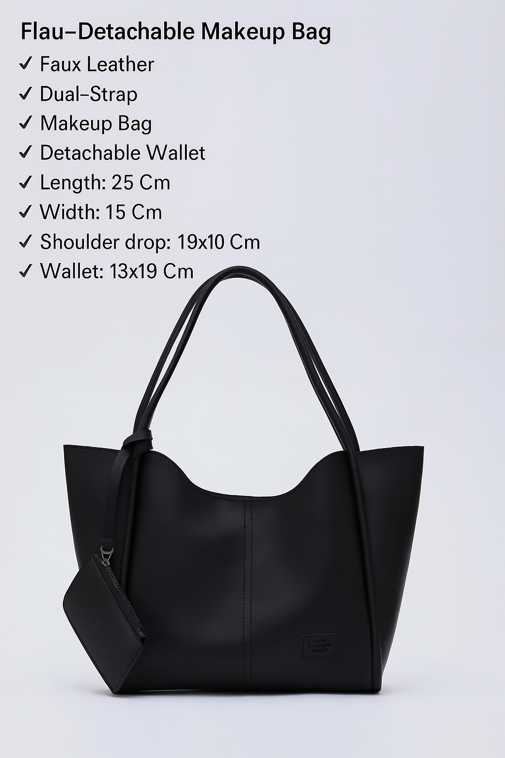 Black SHK108 faux leather women hand shoulder bag with wallet makeup - Cart2u.ro