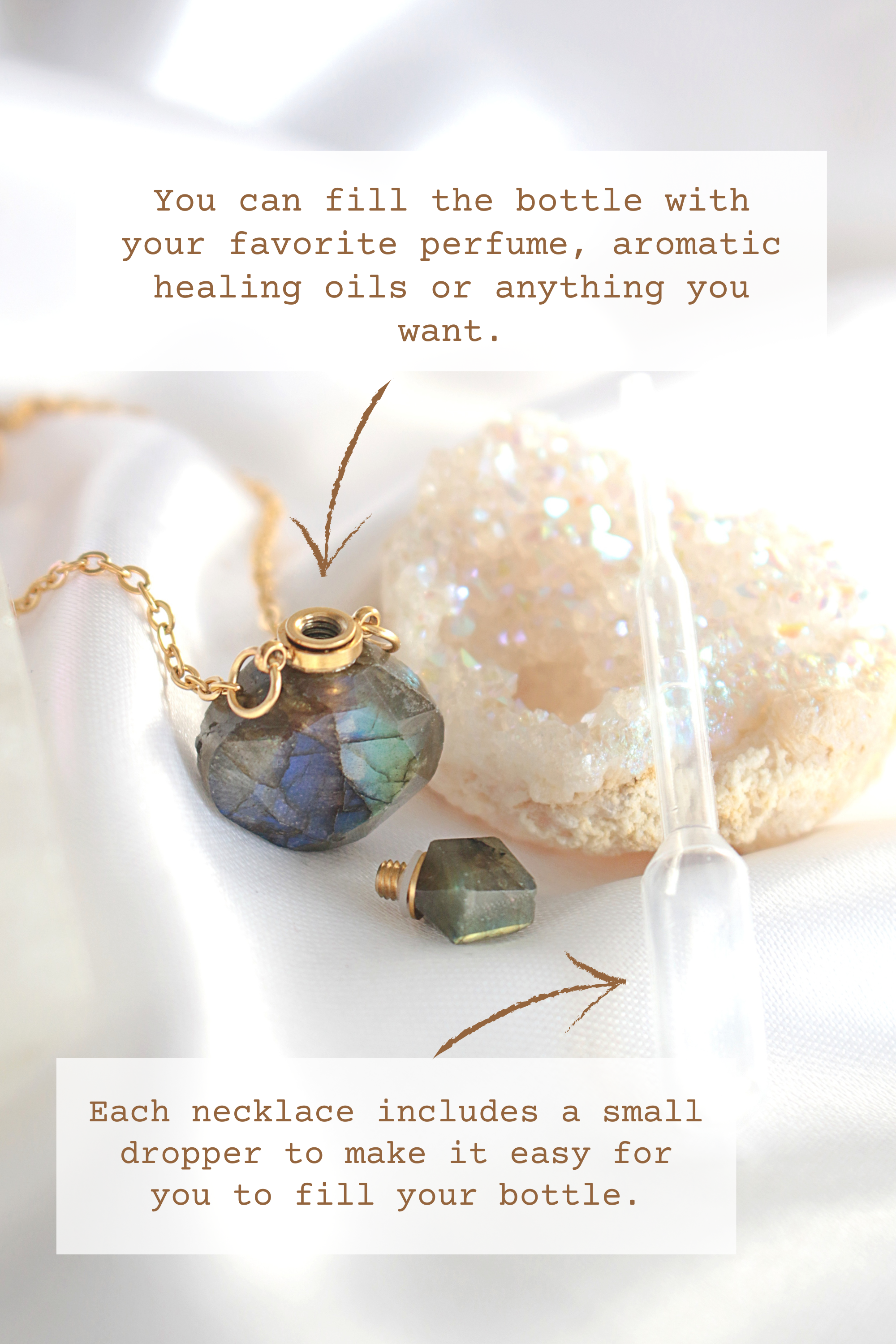 Luxury Mini Crystals Bottles | 24 Karats Natural Crystals Necklaces - Cart2u.ro