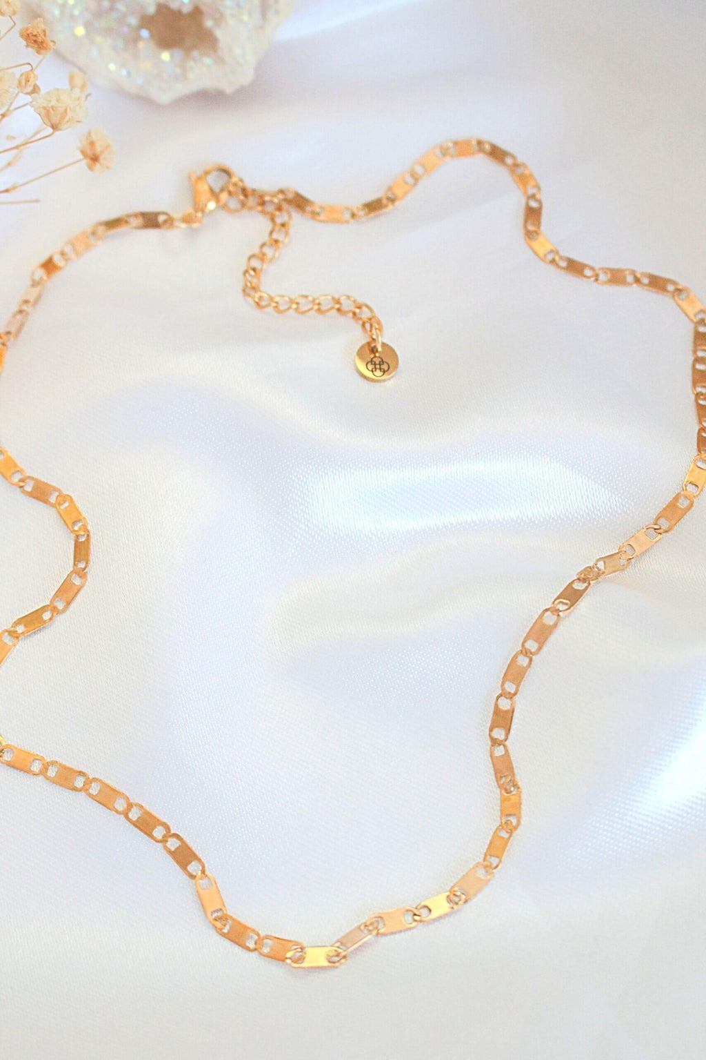 Choker cu lănțișor placat cu aur de 24K, tip „flat link”