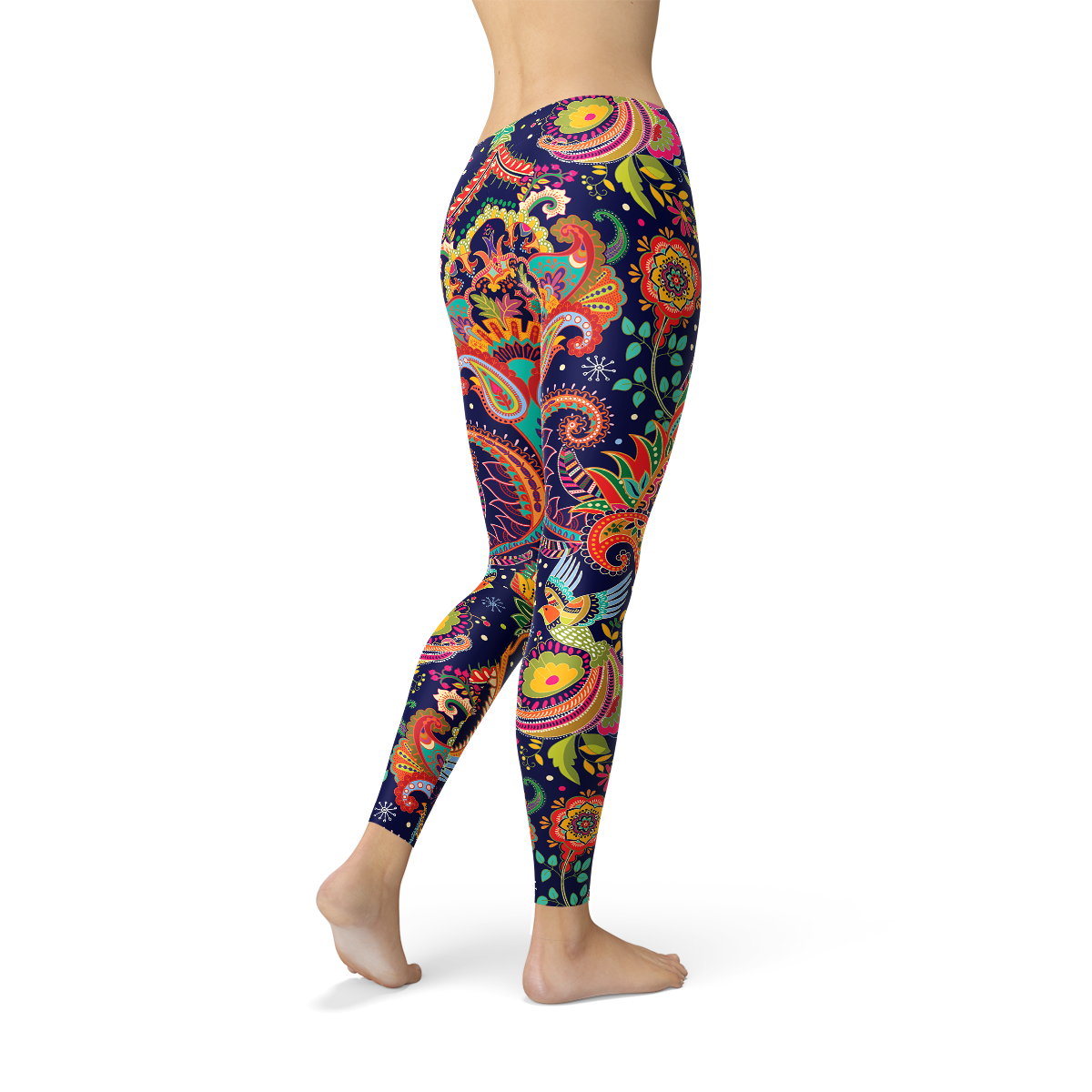 Colanți de damă ornamentali cu model Paisley albaștri