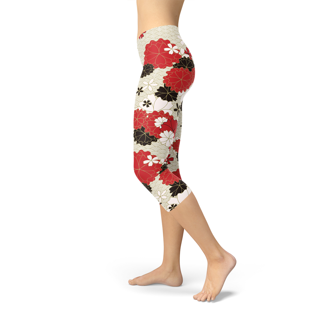 Colanți Capri pentru femei cu floare de cireș japoneză