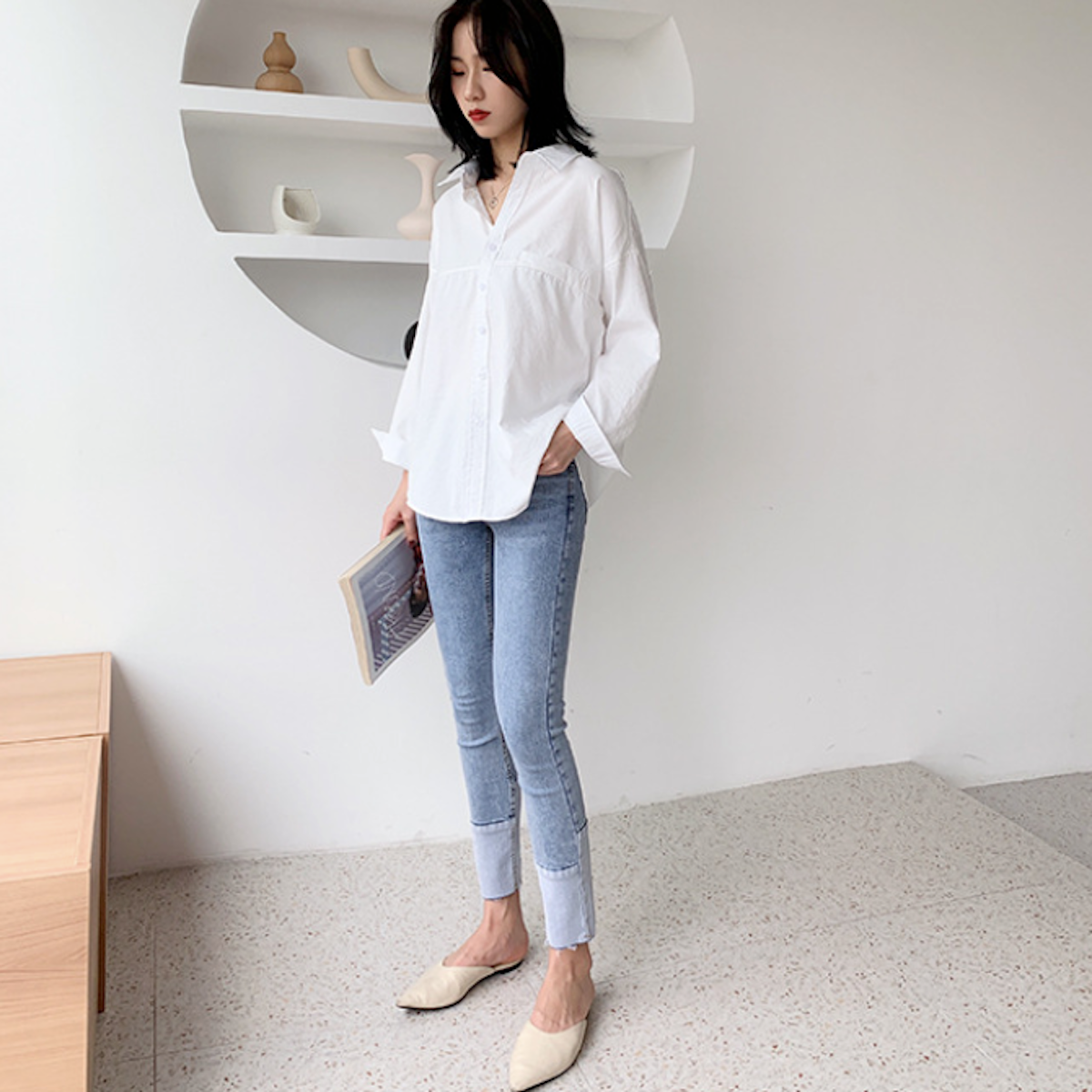 Womens Relaxed Fit Longline Shirt - Cart2u.ro