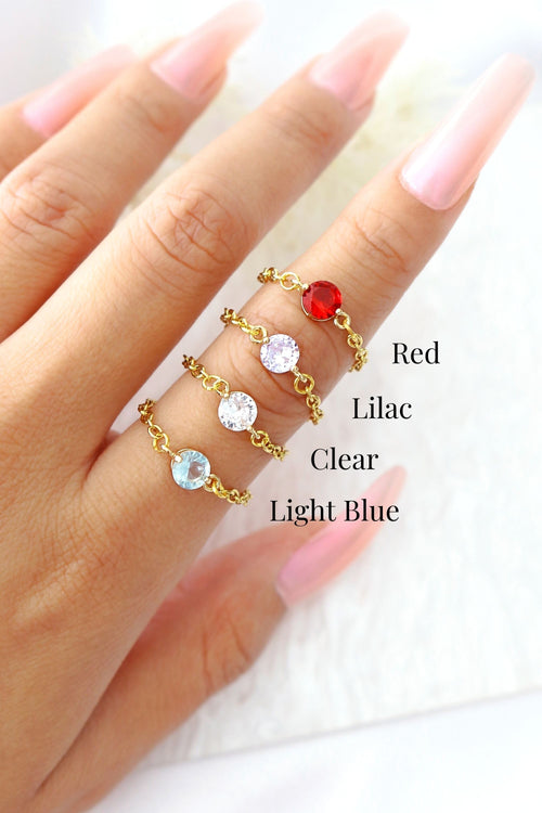18K Tiny Rainbow Chain Ring Ultramarine Birch