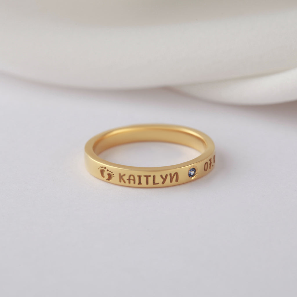 New Mom Ring, First Time Mother Gift, Baby Name Ring - Cart2u.ro