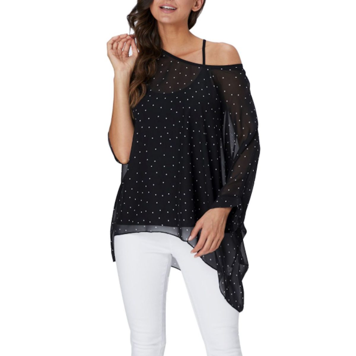 Womens Polkadot Chiffon Tunic Top - Cart2u.ro
