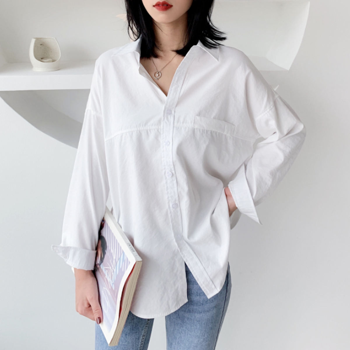 Womens Relaxed Fit Longline Shirt - Cart2u.ro