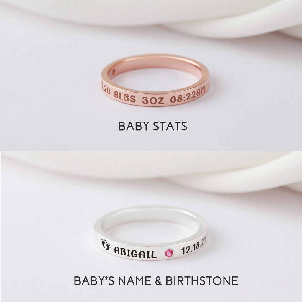 New Mom Ring, First Time Mother Gift, Baby Name Ring - Cart2u.ro
