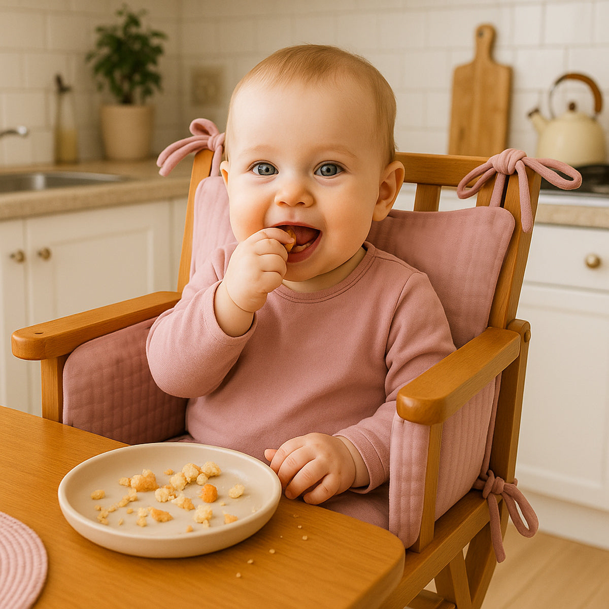 Cushion High Chair in Organic Cotton - Pink - Cart2u.ro