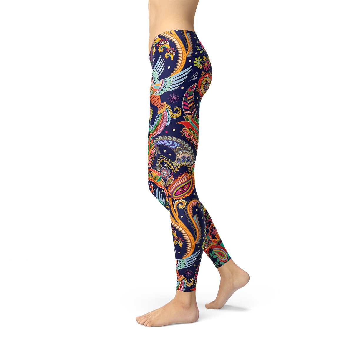 Colanți de damă ornamentali cu model Paisley albaștri