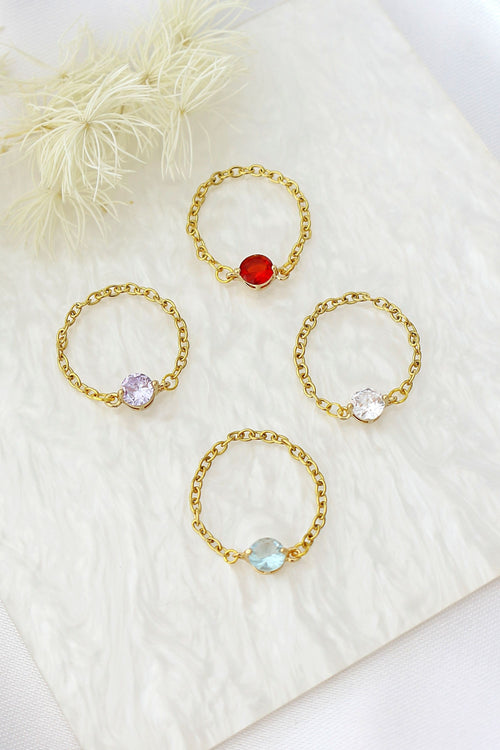 18K Tiny Rainbow Chain Ring Ultramarine Birch
