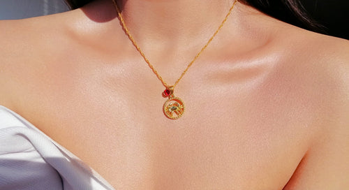 18K Zodiac Sign and Birthstone Necklace Ultramarine Birch