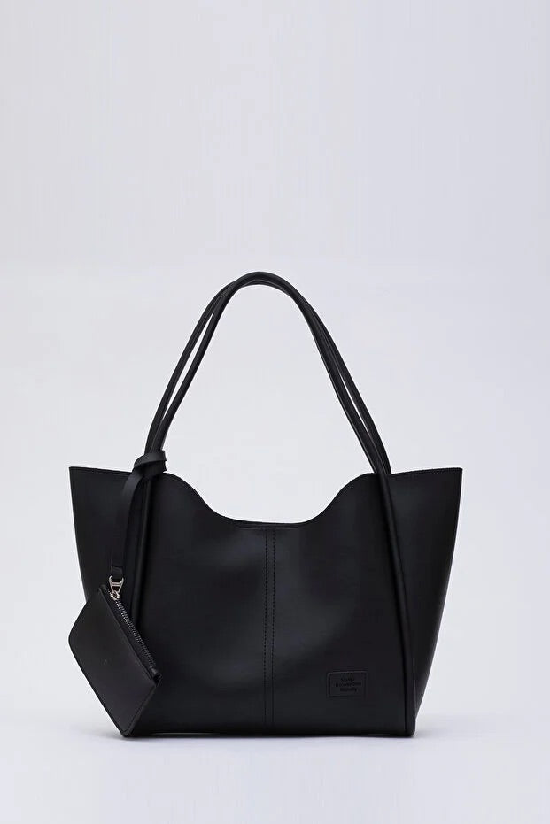 Black SHK108 faux leather women hand shoulder bag with wallet makeup - Cart2u.ro