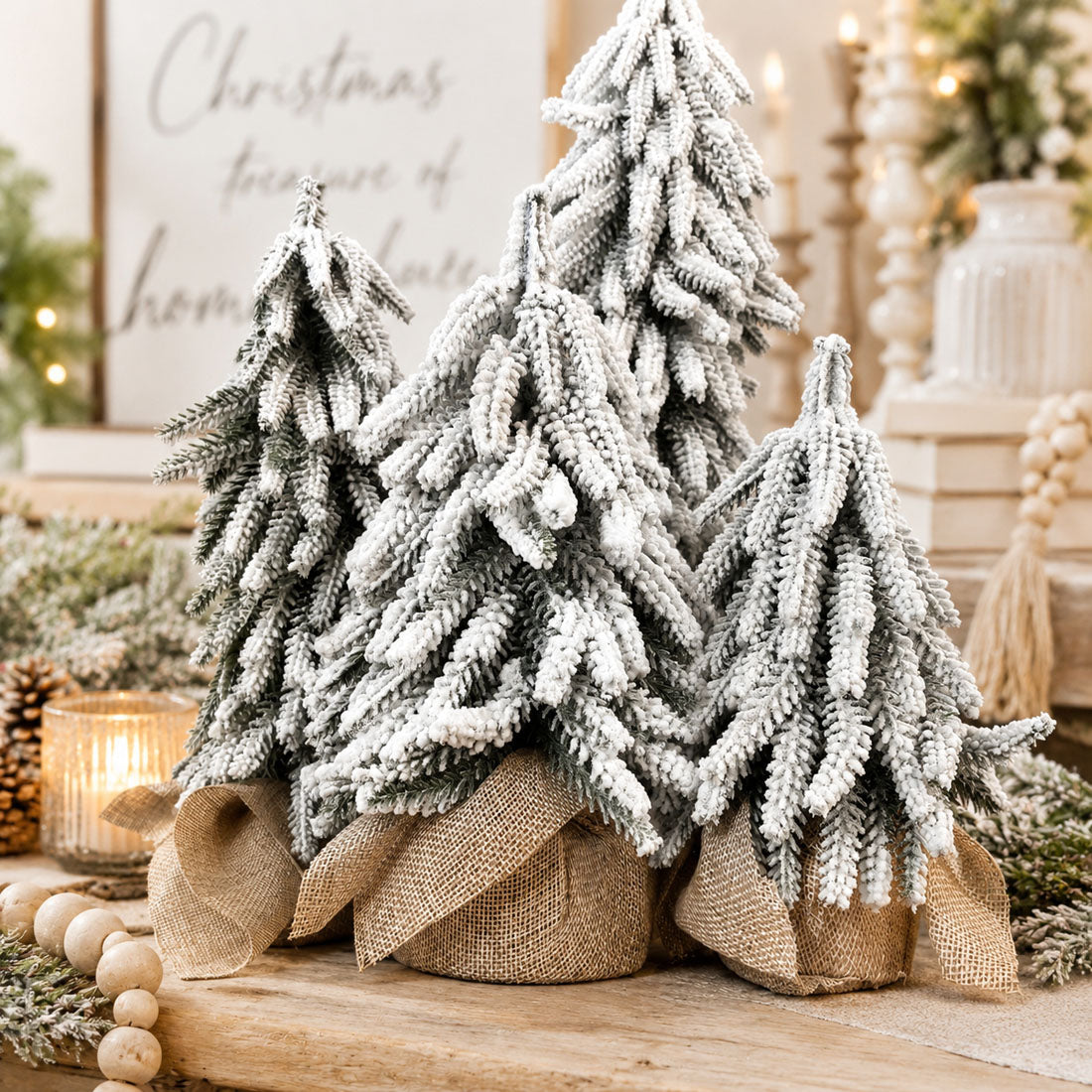 Snow Trees | Flocked Christmas Tree Decor Sets - Cart2u.ro